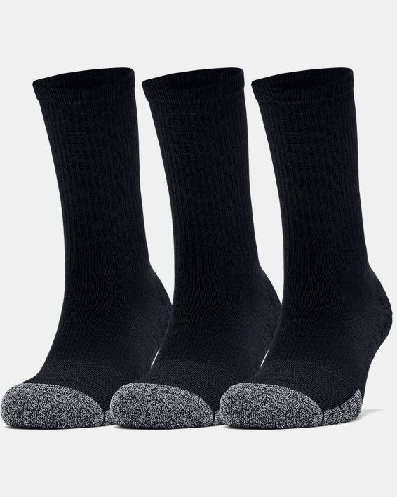ถุงเท้า HeatGear® Crew สำหรับผู้ใหญ่ แพ็ก 3 คู่, Black, pdpMainDesktop image number 0